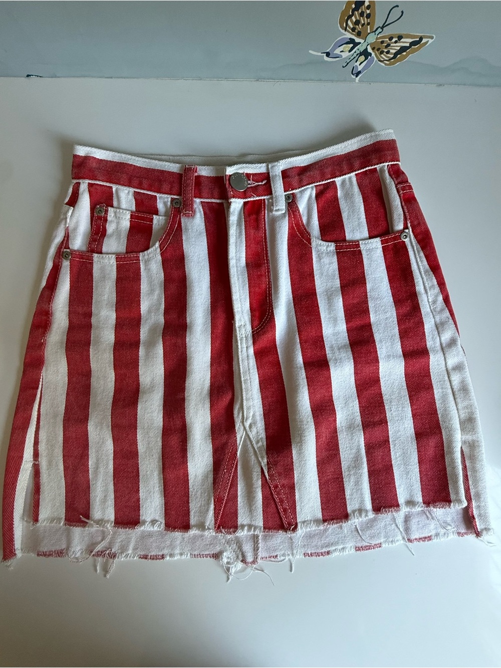 NWOT ASOS Red/White Denim Skirt